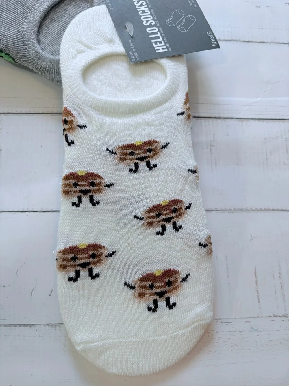 Hello Socks! Set of 3 Liner Socks Breakfast Foods NWT